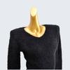 Autumn and Winter V-neck Short Long Sleeve Solid Knitted Faux Mink Velvet Pullover Top Women Clothes High Waist Bottoming Shirt
