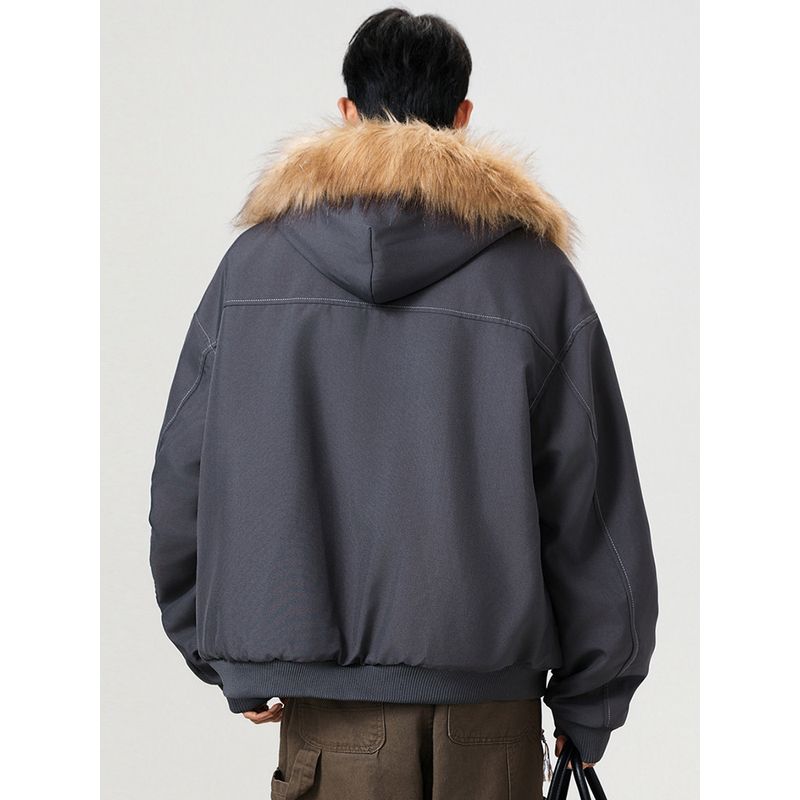 Wassup Fur Collar Mountain Carving Jacket for Men, Winter 2026 New Style, Fleece-Lined, Warm, Cold-Proof, Thickened Parka Coat