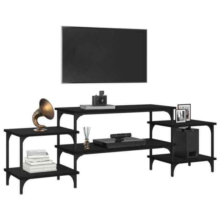 VidaXL Meuble TV noir 157x35x52 cm bois d'ingénierie 826320