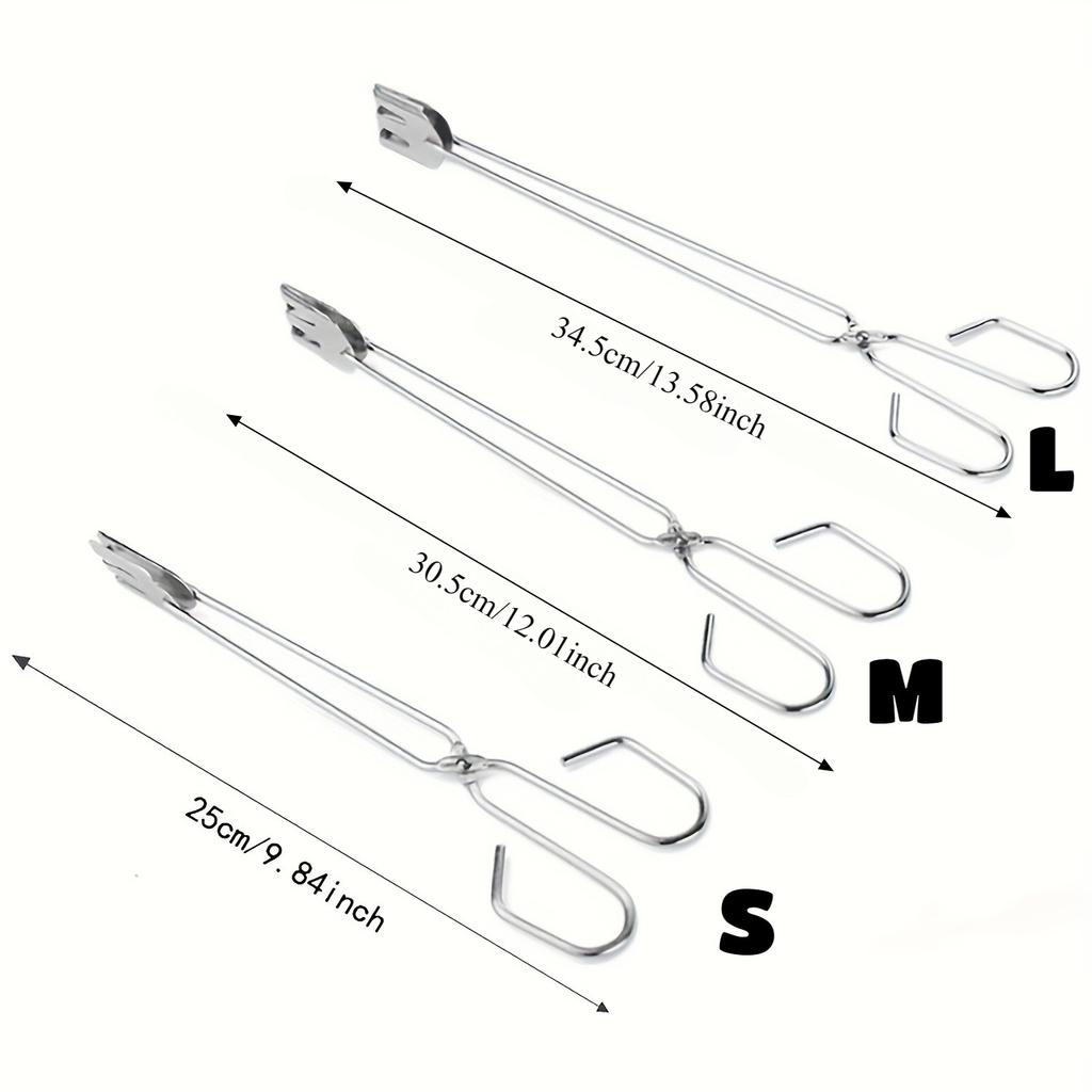 3PCS BBQ Tools Stainless Steel Kitchen Tong Scissors Type Grilled Food Clip Food Vegetable Meat Tongs Charcoal Clamp Frying Tong