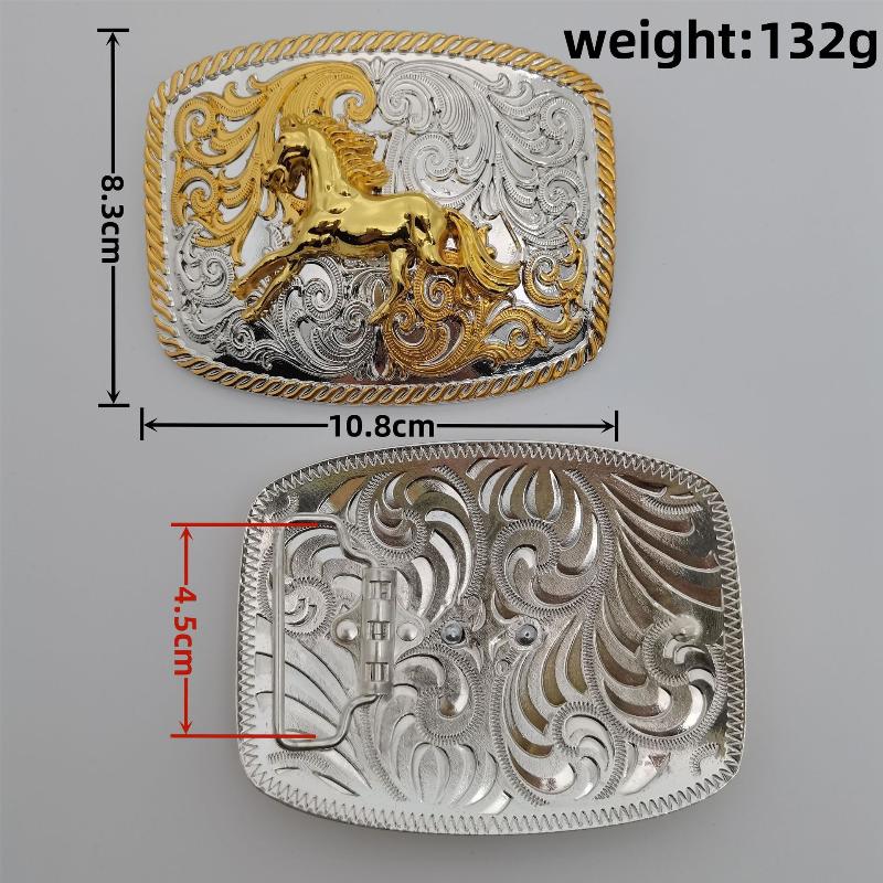 Zinc Alloy Western Cowboy Smooth Buckle Leisure Horse Belt Buckle Retro Tang Grass Flower Belt Buckle For Men And Women
