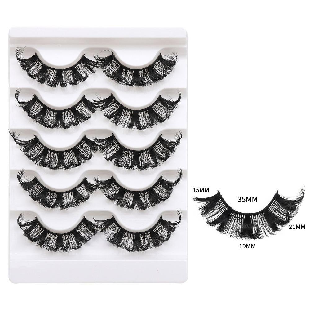 5Pairs Dense Fluffy False Eyelashes Lashes Extension D Curled Eyelashes  Grafting Lashes