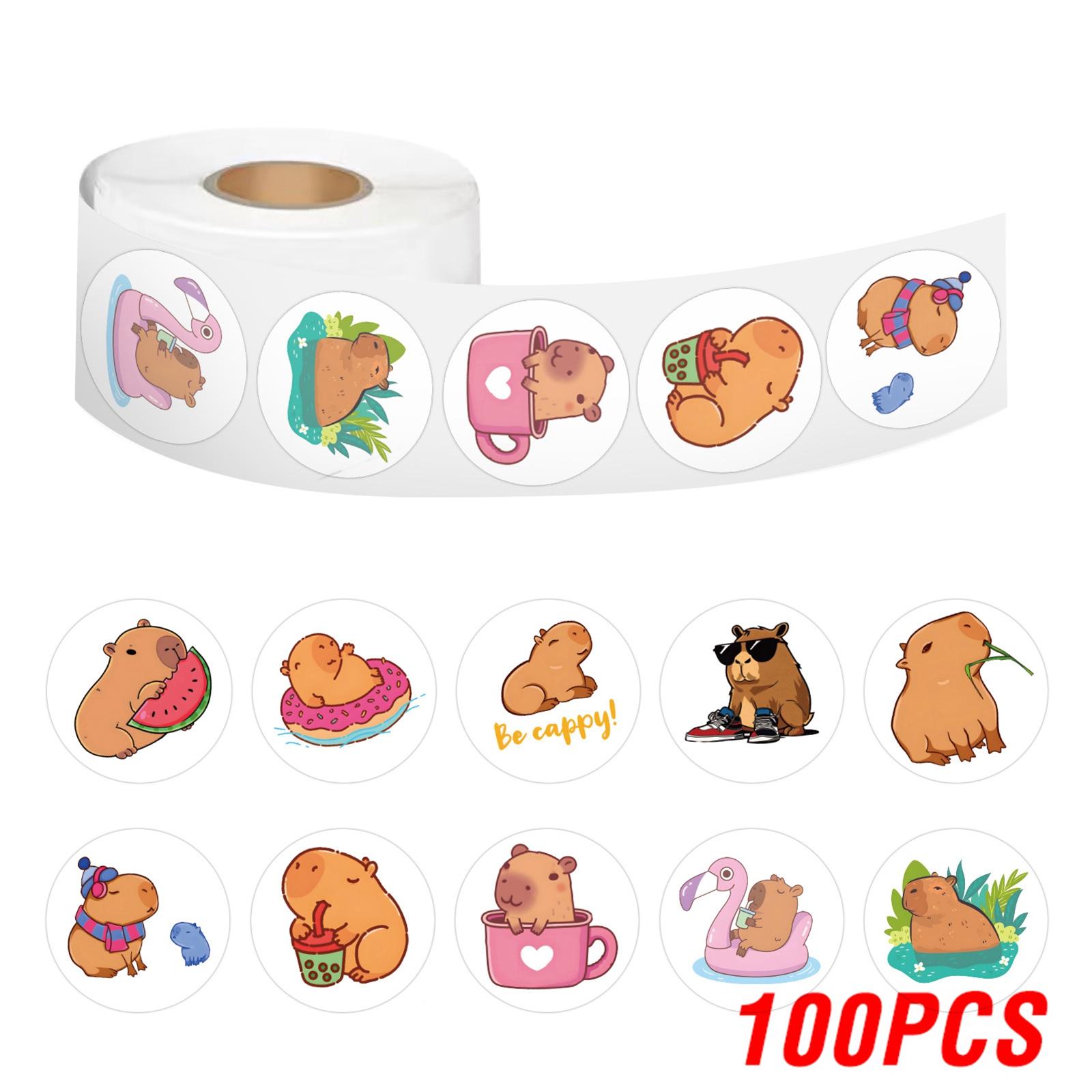 

100-500pcs Cute Plump Capybara Cartoon Brown Animals Stickers DIY Scrapbook Phone Reward Seal Label Wall Sticker Kid Toy