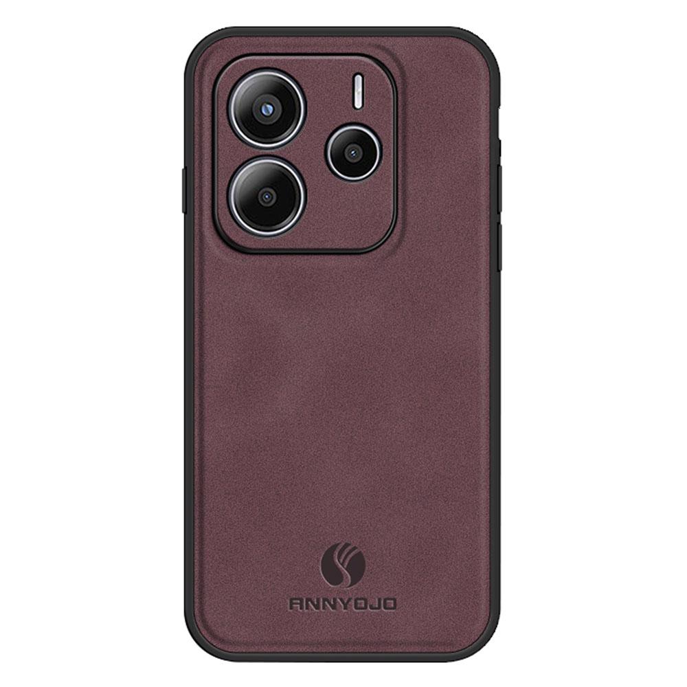 ANNYOJO Pro Xiaomi Redmi Note 14 5G Pouzdro PU Kůže+PC+TPU Ochranný Kryt Zadní Strany Telefonu proti Pádům