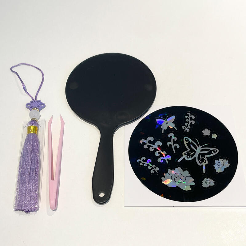 DIY Mother-of-pearl Sticker Hand Mirror Making Kit Portable Mother-of-pearl Lacquerware