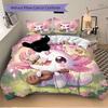 3pcs Cute Axolotl Playing Guitar Quilt Set - Soft and Comfortable Bedroom, Guest Room and Dorm Decor Bedding Set 1 Quilt Cover + 2 Pillowcases.H0