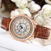 Men Women Couple Diamond-bordered Waterproof Leather Belt Luminous Quartz Watch Wristwatch
