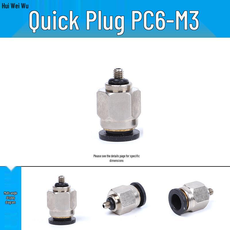 Pneumatischer Mini-Luftschlauch Schnellkupplungs-Winkelstück für M3/M5/M6 Gewinde, 3/4/6mm Schläuche