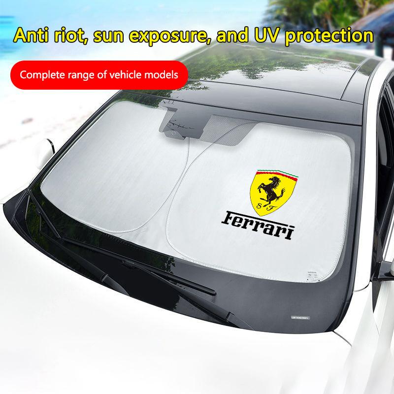 Car Logo Folding Sun Shade Cover Windshield Visor UV Protect For Ferrari Roma 488 Portofino F8 Spider SF90 Superfast LaFerrari