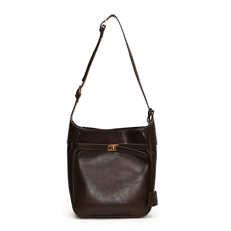 

Сумка женская новый популярный стиль большая вместимость ведро повседневная простая модная на плечо мессенджер темно-коричневого