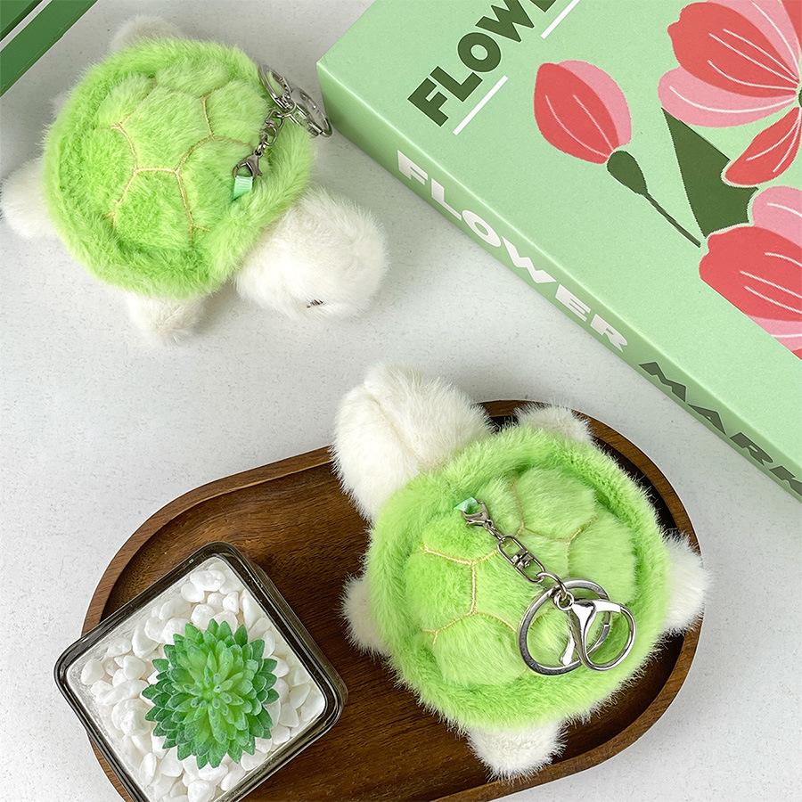 Cute Pull Rope Turtle Plush Doll Keychain Doll Bag Pendant Turtle Vibrating Toy Doll