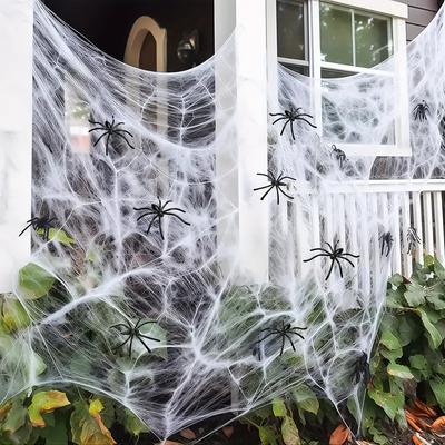 1-20PCS Halloween Decoration Stretchy Spider Web Cotton Cobweb Horror Prop for Haunted House Bar Party Scene Scary Decor Use
