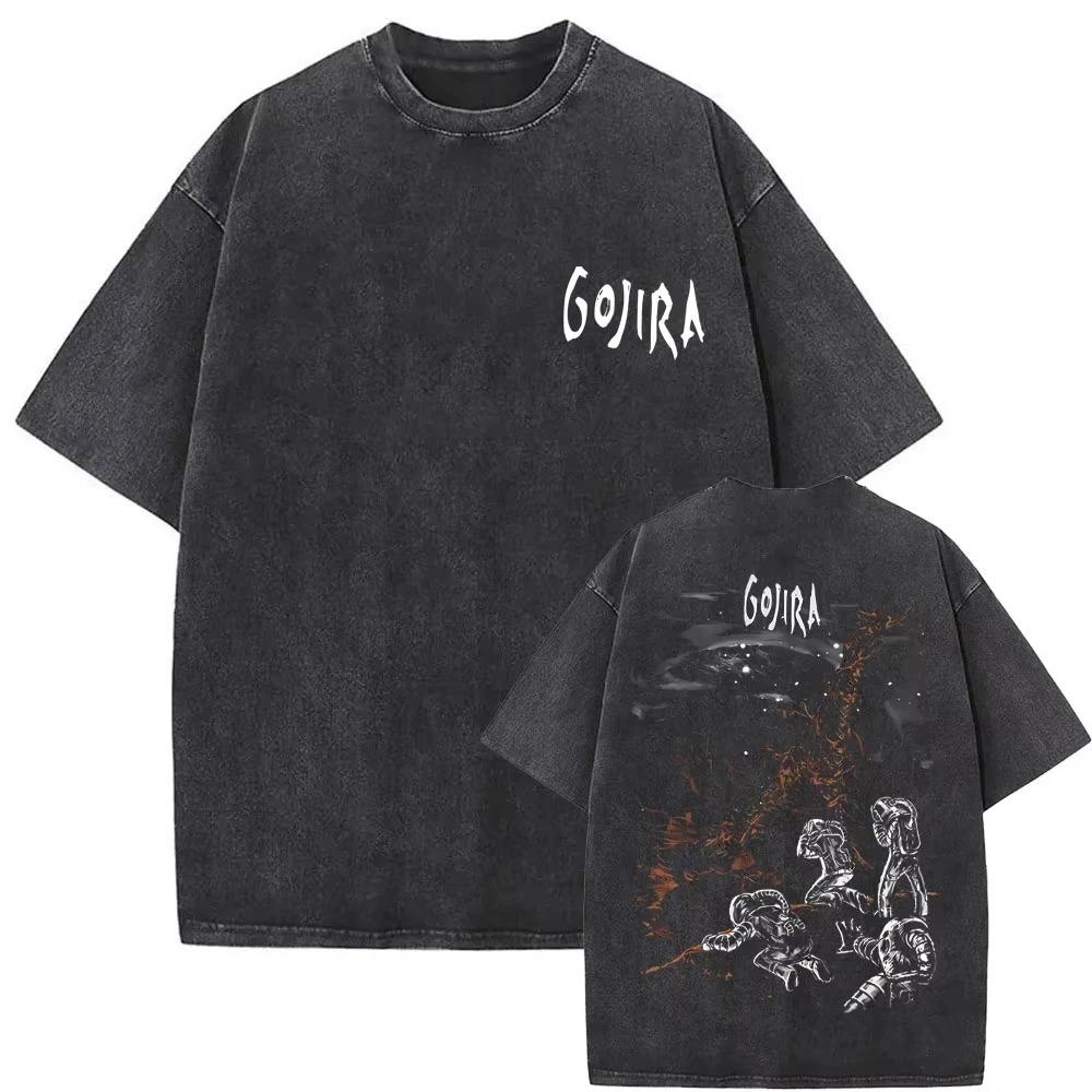 

Gojira Дерево Життя Вінтажний Чорний Оверсайз Футболка з Графікою Кислотного Прання | Вуличний Одяг для Фанатів Прогресивного Метал-Гурту Мерч Футболка S синій