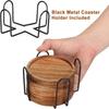 4/6pcs With Holder Wood Coasters Thickened Insulated Cup Mat Household Teacup Mat  Office