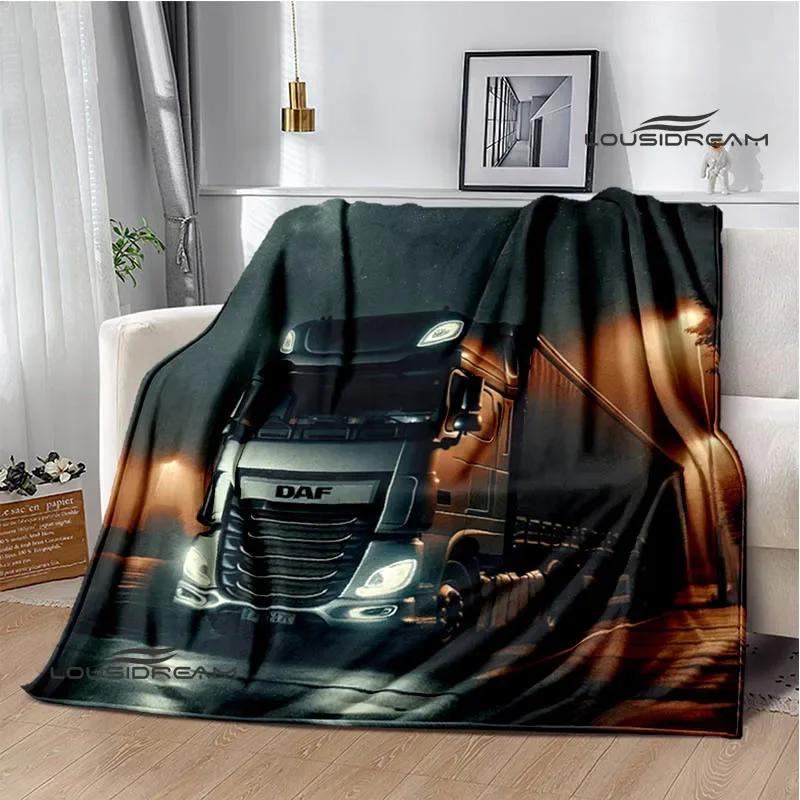 Coperte stampate retrò camion DAF 3D coperta da picnic coperte calde in flanella coperta morbida e confortevole biancheria da letto Regalo di compleanno