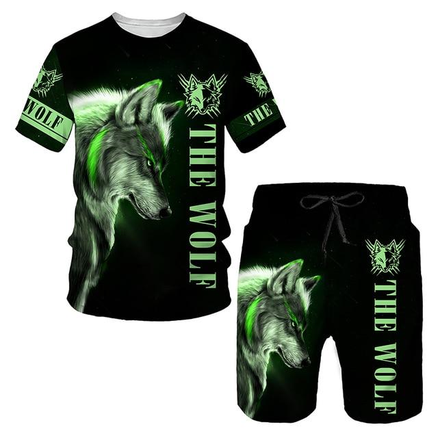 Wolf 3d Printed T-shirt Shorts Suit Male/Female Summer Casual Short Sleeve Tops Men Tracksuit Sets Fashion Men's Clothing Suit