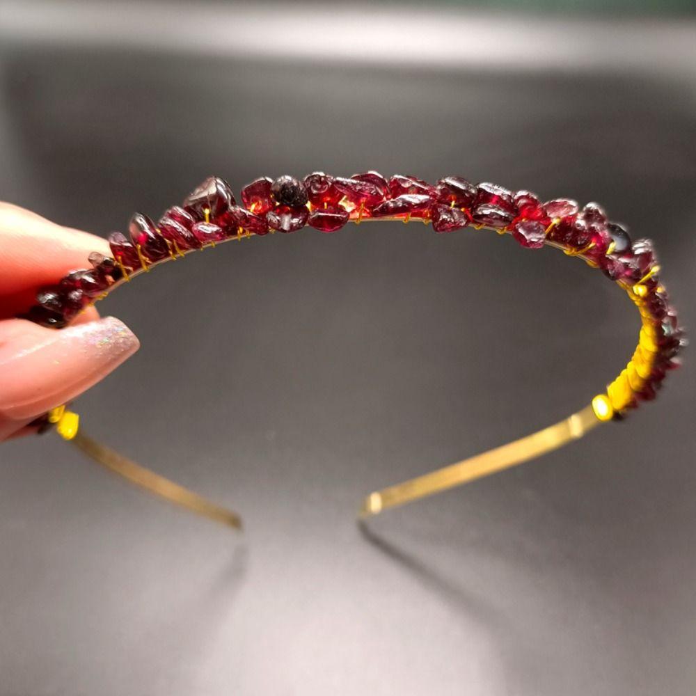 Fashion Hair Jewelry Natural Stone Ethnic Amethyst Hair Hoop Raw Quartz Crystal Headband Colorful Stone Stone Tiara
