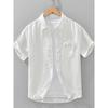 Foreign Trade Surplus Summer New All-Linen Short-Sleeve Shirt for Men, Loose Casual Half-Sleeve Shirt, Trendy Simple Top