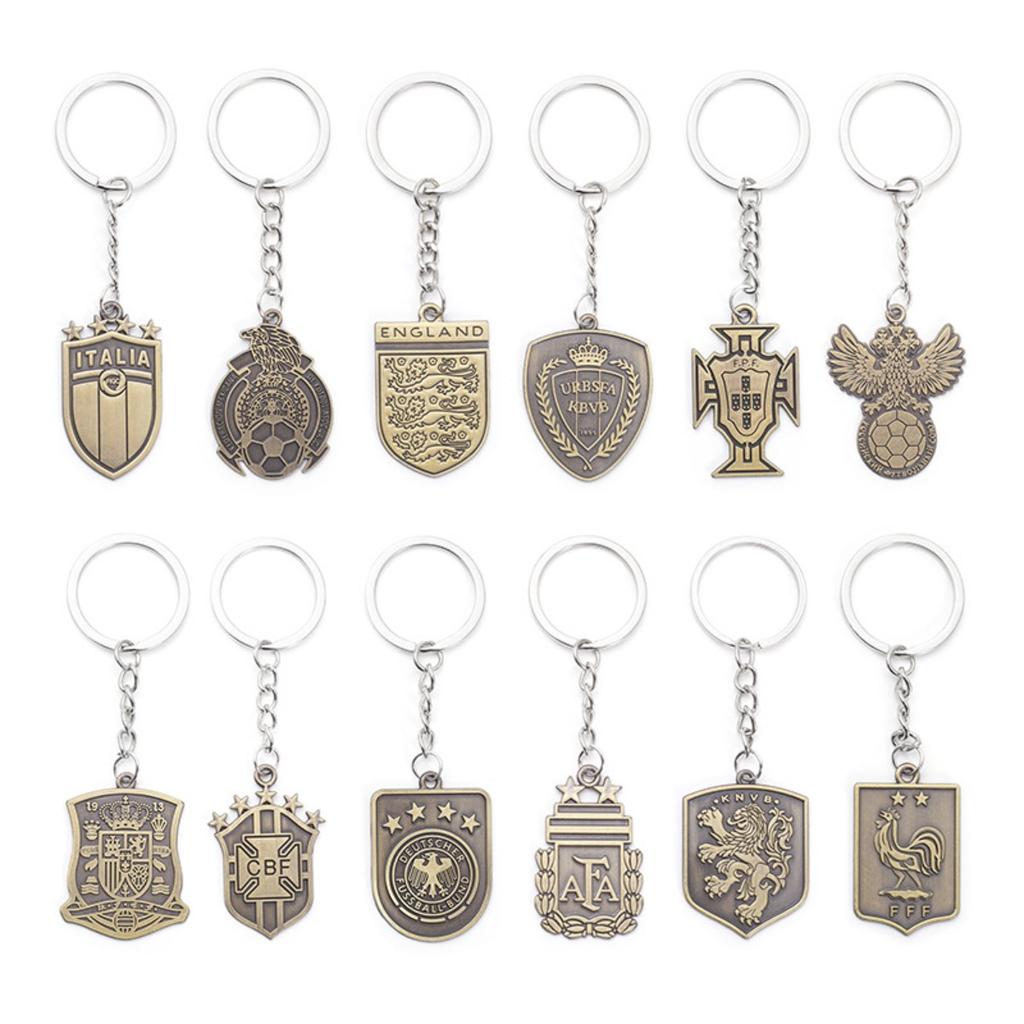 2026 Soccer Team Badge Keychain, National Team Zinc Alloy Key Ring with World Cup Logos, Durable Metal Car Accessories for Football Fans