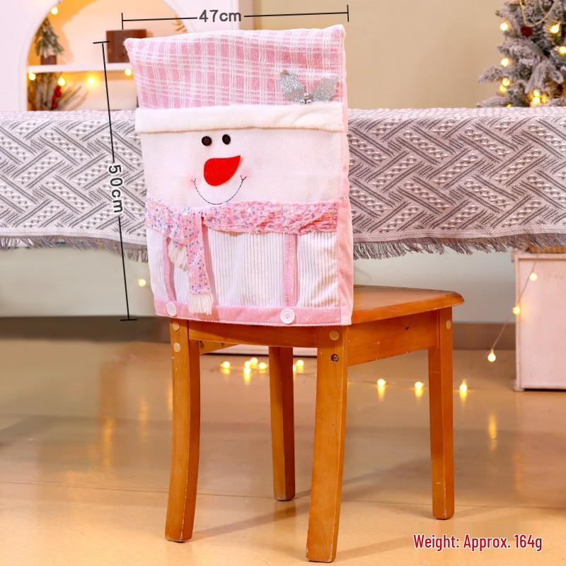 Christmas Santa and Snowman Chair Back Covers - Festive Restaurant Decorations