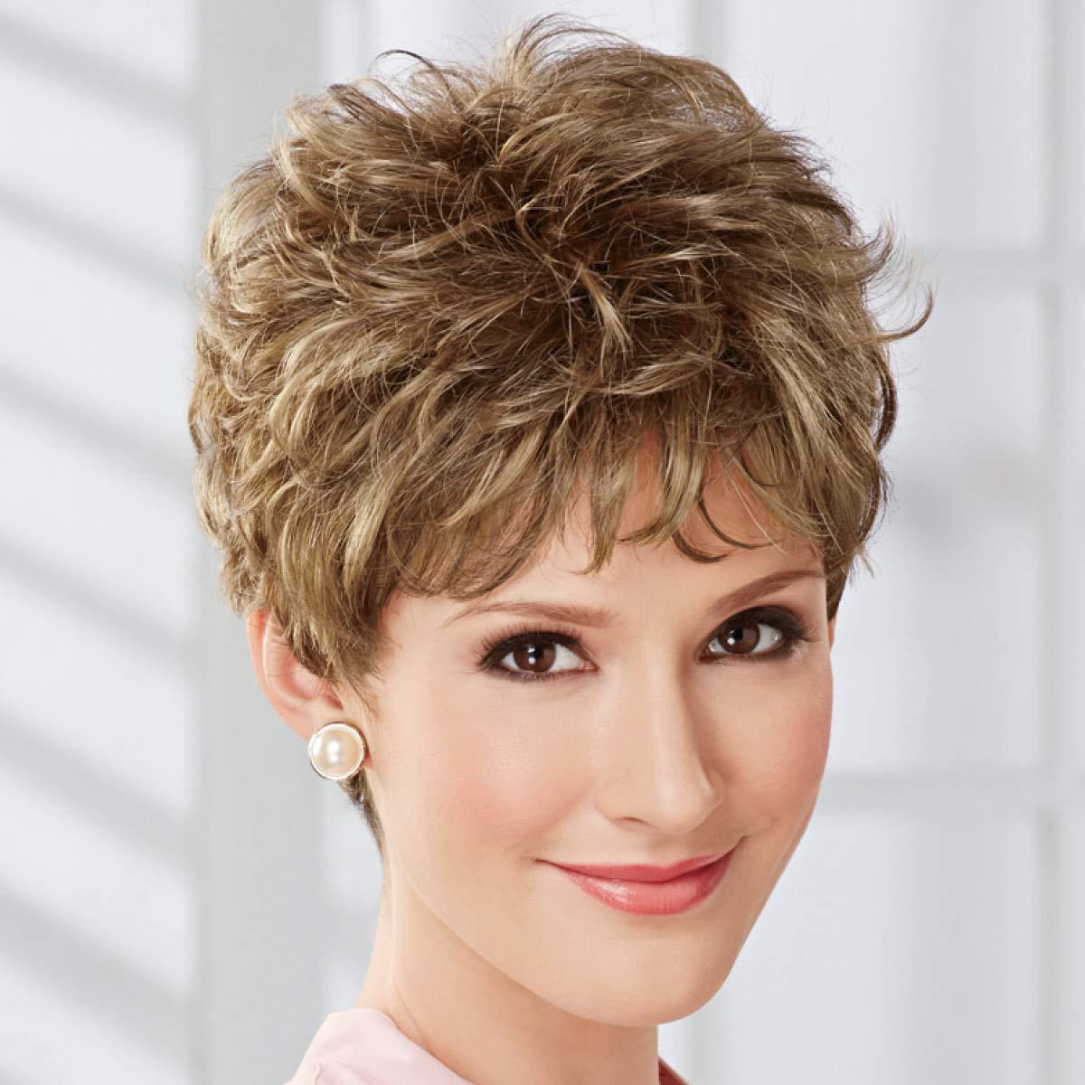 Короткие Натуральные Пушистые Светлые Парики Мягкие Волосы Ежедневный Косплей Серебристо-Серый Золотисто-Коричневый Кудрявые Синтетические Волосы Термостойкое Волокно золотисто-коричневый