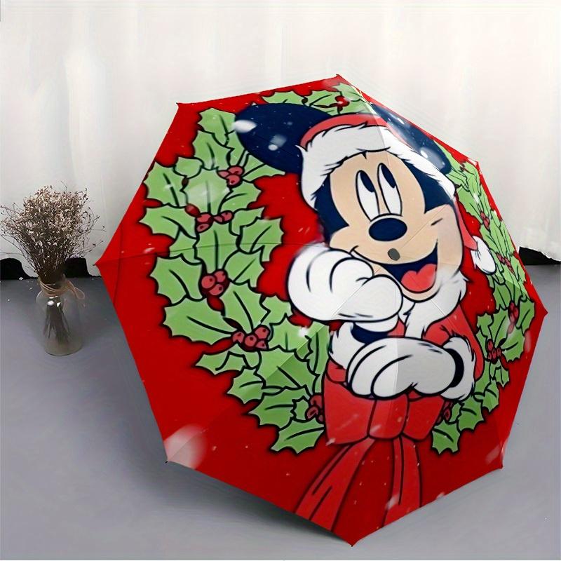 1 Stück Weihnachts-Mickey Automatischer Faltregenschirm, Kompakter Tragbarer Reise-Regenschirm, Perfektes Geschenk für Freunde yy250806037