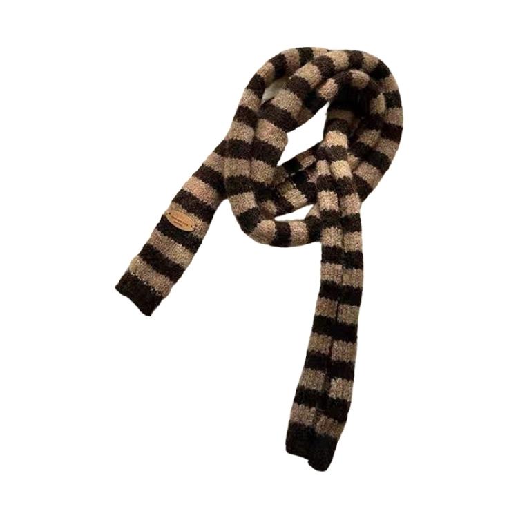 Fashion Thin Scarf Lightweight Striped Pattern Long Muffler Unisex Neckerchief Winter Accessory For Layered Outfits