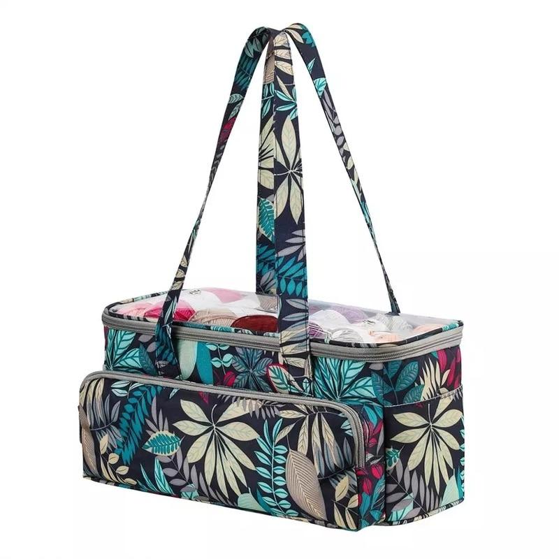 Yarn Collection Storage Bag DIY Tool Oxford Cloth Crocheted Bag with Maple Leaves Wool Collection Needlework Storage Yarn Bag