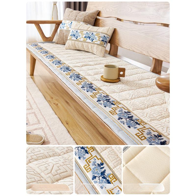 Chenille Sofa Cushion Autumn and Winter Solid Wood Cushion Non-slip Cover High-grade Mahogany Sofa Cover