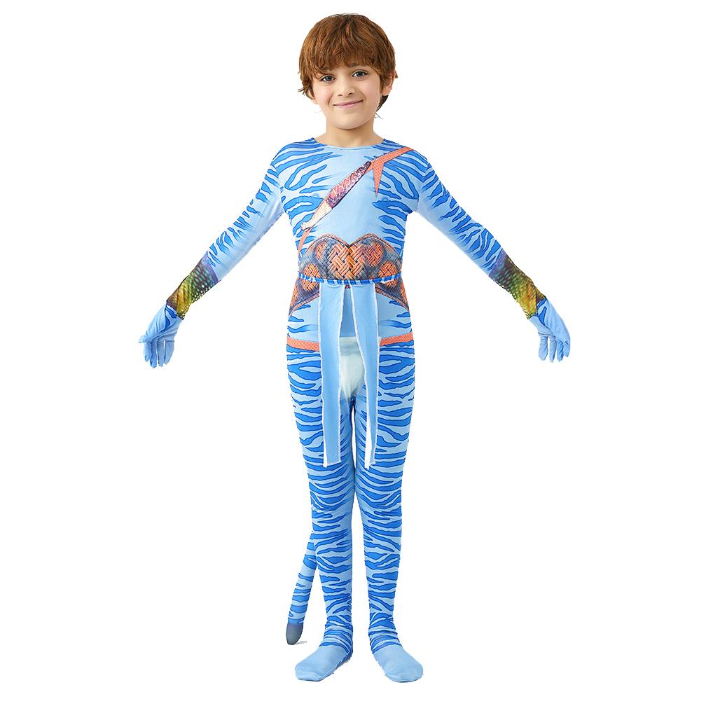 Avatar Halloween Kostuum Voor Kinderen Meisjes Jongen Avatar The Way of Water Staart Bodysuit Cosplay Buitenaards Kostuum Verjaardagsfeest Kleding Kids S 110cm&Avatar Costume gray