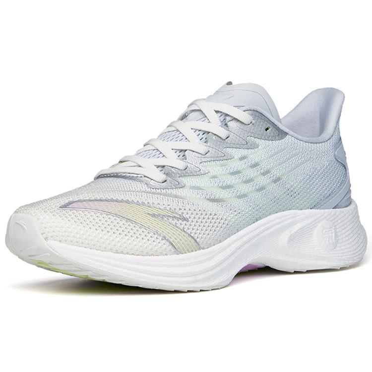 New ANTA MACH 2.0 Running Shoes Women's Low Top Ivory White/Ice Pink Purple/Fluorescent Glow In The Dark Green 122225583-6