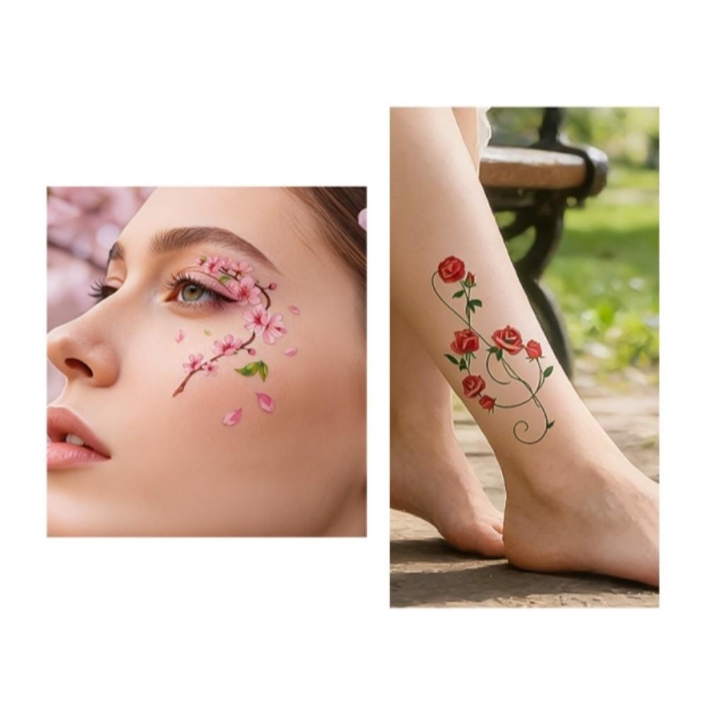 Realistic Rose Stickers Tattoo Stickers Disposable Elf Fairy Makeup Stickers  Body Art