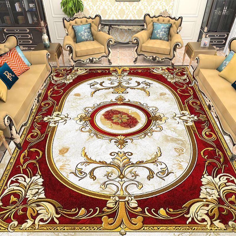 

European Gold Red Carpet Living Room Decoration Sofa Area Rugs for Bedroom Large Area Cloakroom Lounge Non-slip Floor Mats 60*90cm