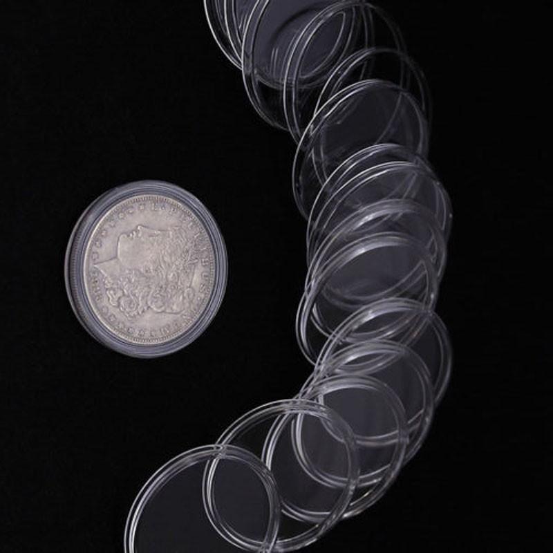 Coin Box Holders 100Pcs Clear Capsules Containers Protective Transparent