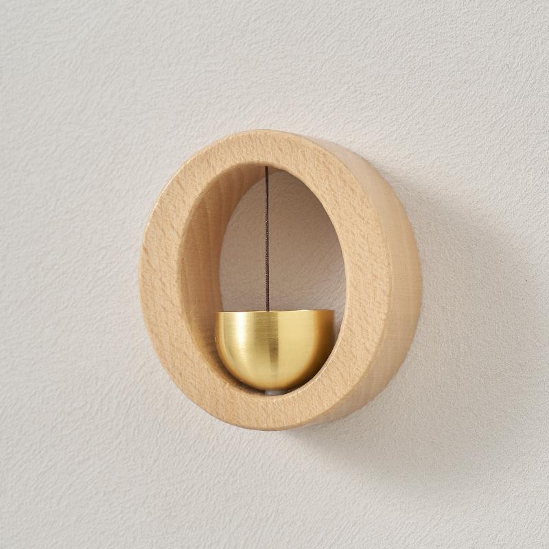 Wind chime door bell, made of beech wood and brass, magnetic car-mounted simple decorative pendant