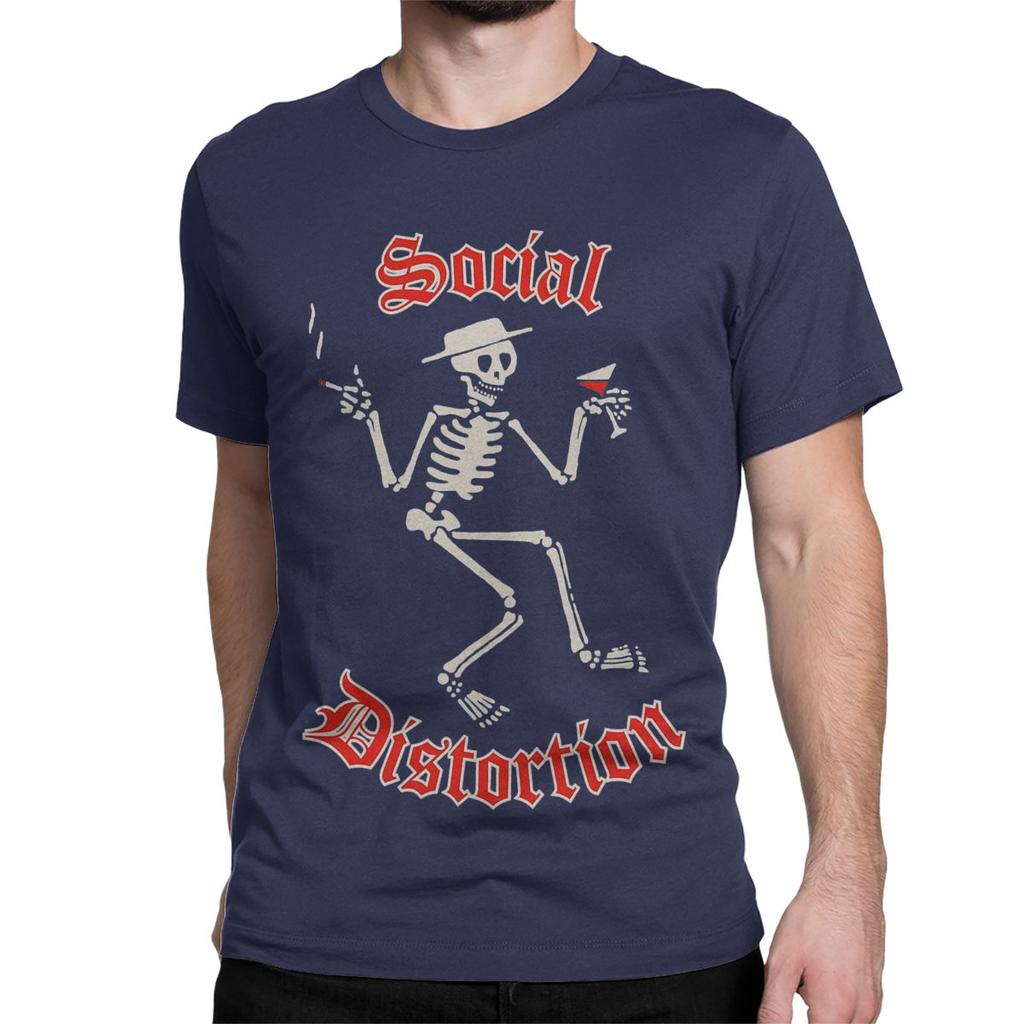 Herren Damen T-Shirt Punk Rock Band 90er Verrücktes Baumwoll T-Shirt Kurzarm Social Distortion T-Shirt Rundhals Kleidung Sommer