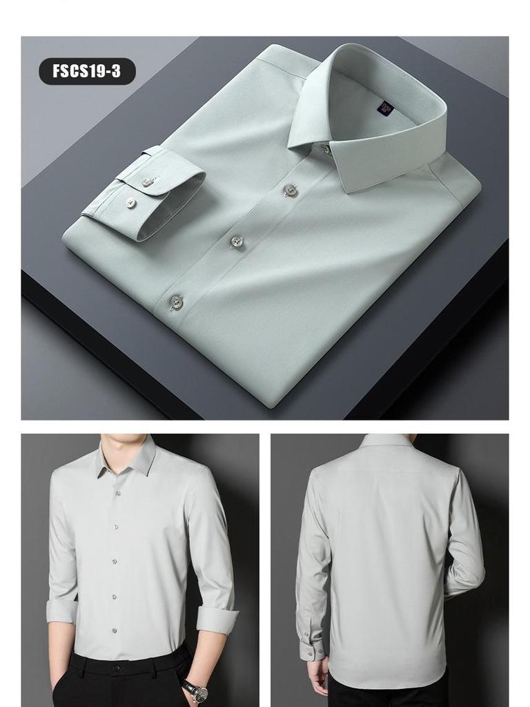 Men's High-End Mulberry Silk Long-Sleeve Casual Shirt - Autumn Tencel Drape, Non-Iron