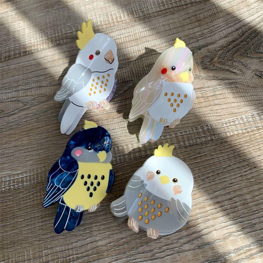Cartoon Acetate Hair Claw Parrot Bird Shark Clip Cute Animal Hair Clip  Daily