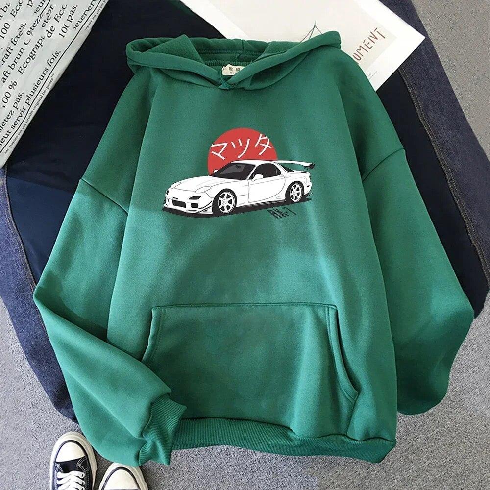 Mazda RX7 Anime Initial D Hoodies Printed Hoodies  Women Fashion Tops Hoodie Streetwear Sweatshirts JDM Automobile Culture