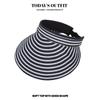New Summer Black and White Striped Large Brim Sun Protection Hat for Women In Summer Foldable Casual and Versatile Sun Protection Hat