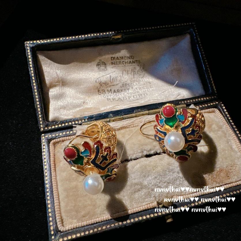 Серьги-гвоздики с эмалью и жемчугом в виде улья и венка, Серьги-подвески с фениксом, тысячами, Позолоченные 18K золотом серьги-подвески с жемчугом и эмалью в виде пера феникса