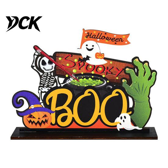 Themed Halloween Room Decorations Tabletop Decor Signs, Pumpkin Ghost Gnome Wood Centerpiece Blocks, Spooky Table Centerpieces Party Tiered
