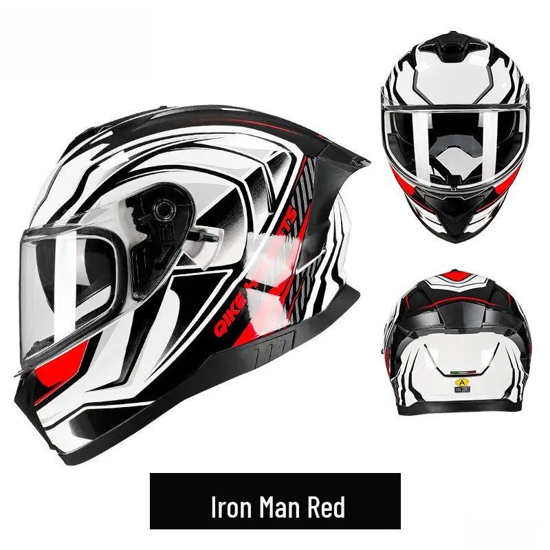 Unisex Double Lens Full Face Motorcycle Helmet with Large Tail Wing