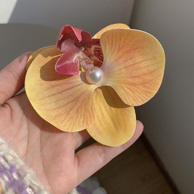 8.5Cm Orchid Hair Clip For Woman Artificial Flower Hairpins Cute Wedding Party