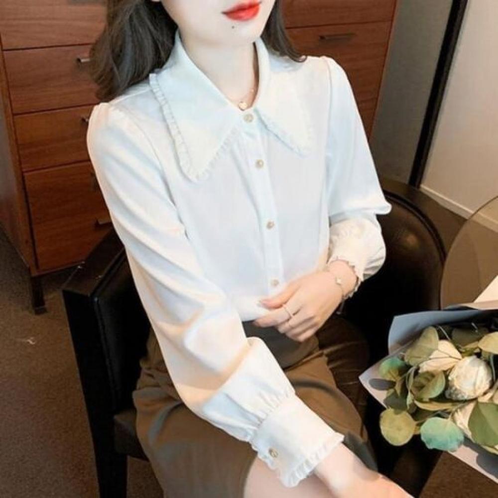 Navava Women Lovely Frill Collar Long Sleeve Blouse Nb2928