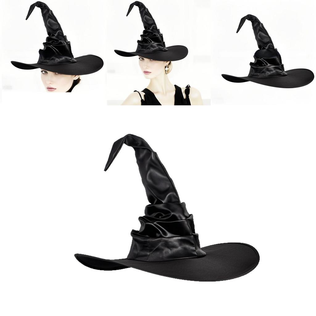 Halloween Gebogener Haken Hexenhut Kostümzubehör Mit Rüschen-Design Für Party Verkleidung