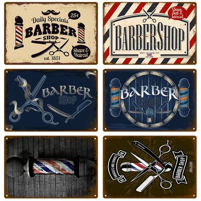Barbershop Plakette Metallschild Vintage Für Tür Blechschild Heiminneneinrichtung Gemälde Mancave Wandposter Raumdekoration Dekor Kunst