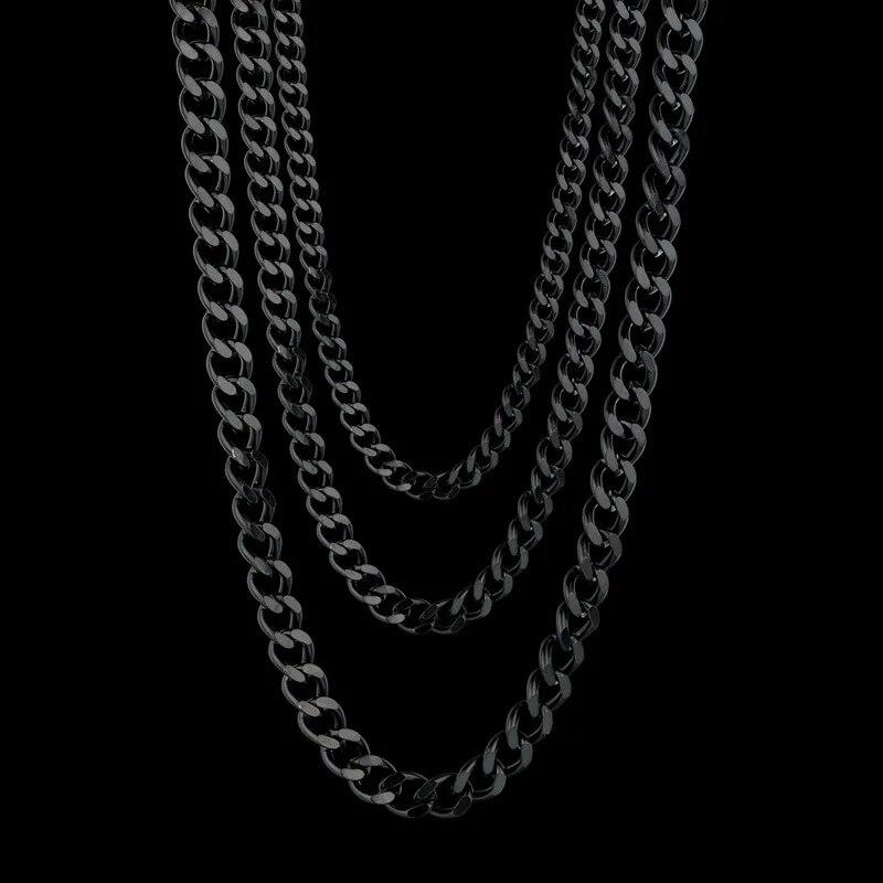 Simple Style Double-sided Polished Cuban Chain Necklace Stainless Steel Jewelry Men Women Geometric Line Element Electroplated