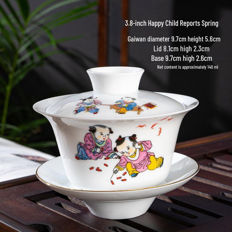 Chaozhou Blue and White Porcelain Gongfu Tea Set: Gaiwan, Mini Tea Cup, and Bowl