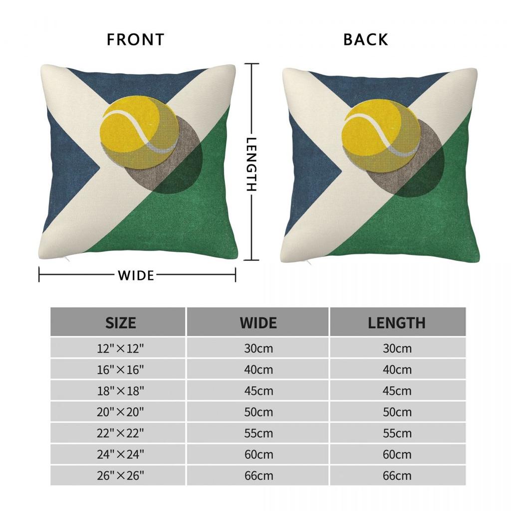 Balls Tennis Hard Court Floor Square Pillowcase Polyester Linen Velvet Creative Zip Decorative Room Cushion Case
